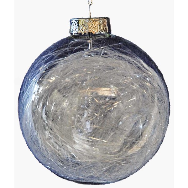 Χριστουγεννιάτικη Γυάλινη Μπάλα Διάφανη, με Τρίχα στο Εσωτερικό (10cm)